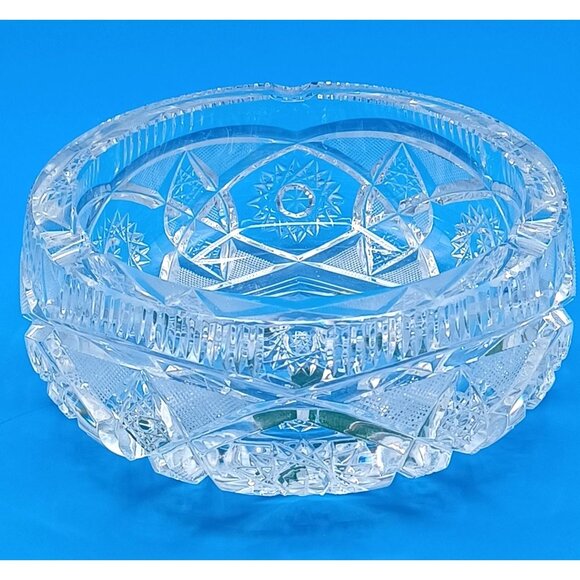 Heavy American Brilliant ABP  Hollywood Regency 6 X 6 Cut Lead Crystal Ashtray - Picture 14 of 16